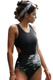 Printed Zipped Racerback Maillot