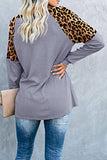 Leopard Stitching Long Sleeve Top
