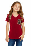 V Neck Leopard Splicing Kid Tee