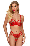 Floral Embroidery Lace Bralette Set
