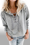 Casual Solid Color Lace-up Hoodie
