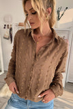 Long Sleeve Button Fuzzy Polka Dot Shirt