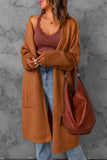 Solid Open Front Drop Sleeves Long Cardigan