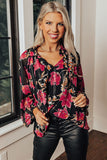 Ruffled Collar Floral Blouse