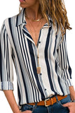 Navy Striped Modern Women Shirt