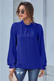 Frilled Mock Neck Balloon Sleeve Blouse