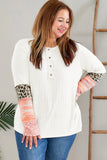 Plus Size Patchwork Long Sleeve Knit Henley Top