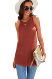 Solid Ribbed Knit Slim-fit Tank