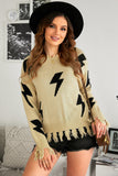 Distressed Knit Bolt Sweater