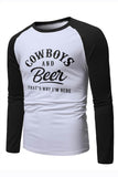 Men's Letter Car Print Color Block Long Sleeve Top