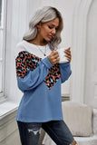 Colorblock Leopard Patchwork Knit Top