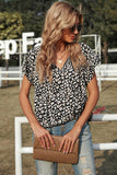 V-neck Short Sleeve Fashion Print Fantasy Fluttering Blouse