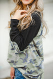 Camo Long Sleeve Top with Elbow Patches
