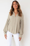 Ruffled Patchwork Bubble Sleeve Loose Shirt