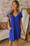 V Neck Cuffed T-shirt Dress