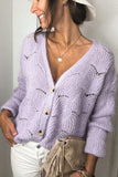 V Shaped Neckline Buttoned Knit Sweater