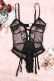 Lace Mesh Sheer Spaghetti Straps Teddy Lingerie