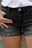 Mid Rise Distressed Denim Shorts