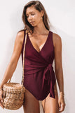 Wrap V Neck One-piece Swimwear