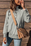 Ribbed Trim Snap Buttons Front Casual Sweatshirt