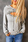Cut Out Bead Long Sleeve Pullover Sweatshirt