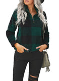 Plaid Zip Collar Plush Pullover Sweatshirt