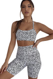 Charcoal Leopard Print Sports Bra Shorts Set