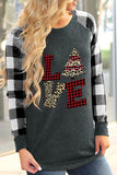 Plaid Christmas Print Long Sleeve Top
