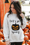 Halloween Pumpkin Slogan Print Crew Neck Pullover Graphic Sweatshirt
