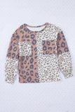 Leopard Color Block Patchwork Long Sleeve Top