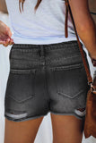 High Waist Frayed Denim Shorts