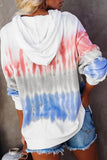 Colorblock Tie-dye Drawstring Pullover Hoodie