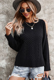 Cold Shoulder Texture Long Sleeve Sweater