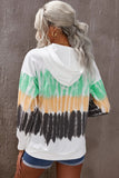 Colorblock Tie-dye Drawstring Pullover Hoodie