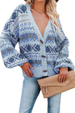 Multicolor Tribal Pattern V Neck Button Front Cardigan