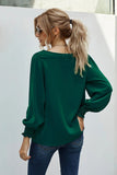 V Neck Lace Patchwork Green Blouse