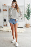 Crochet Lace Pointelle Knit Sweater