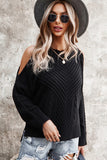 Cold Shoulder Texture Long Sleeve Sweater