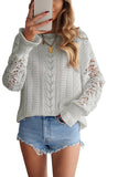 Crochet Lace Pointelle Knit Sweater