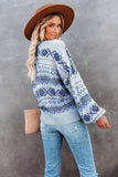 Multicolor Tribal Pattern V Neck Button Front Cardigan