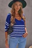 Striped V Neck Long Sleeve Sweater