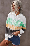 Colorblock Tie-dye Drawstring Pullover Hoodie