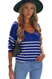 Striped V Neck Long Sleeve Sweater