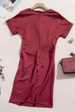 V Neck Cutout Inverted Pleat Bodycon Dress