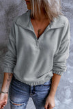 Turn-down Collar Long Sleeve Zipper Fleece Pullover Sweatshirt